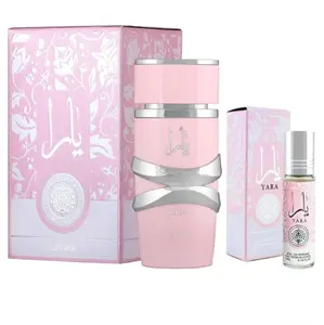 Lattafa Yara 2-piece Fragrance Bundle for Women 3.4 Oz Eau de Parfum Spray & 0.34 Oz Concentrated Perfume Oil Long Lasting Perfect for All Occasions Unisex Eclaire
