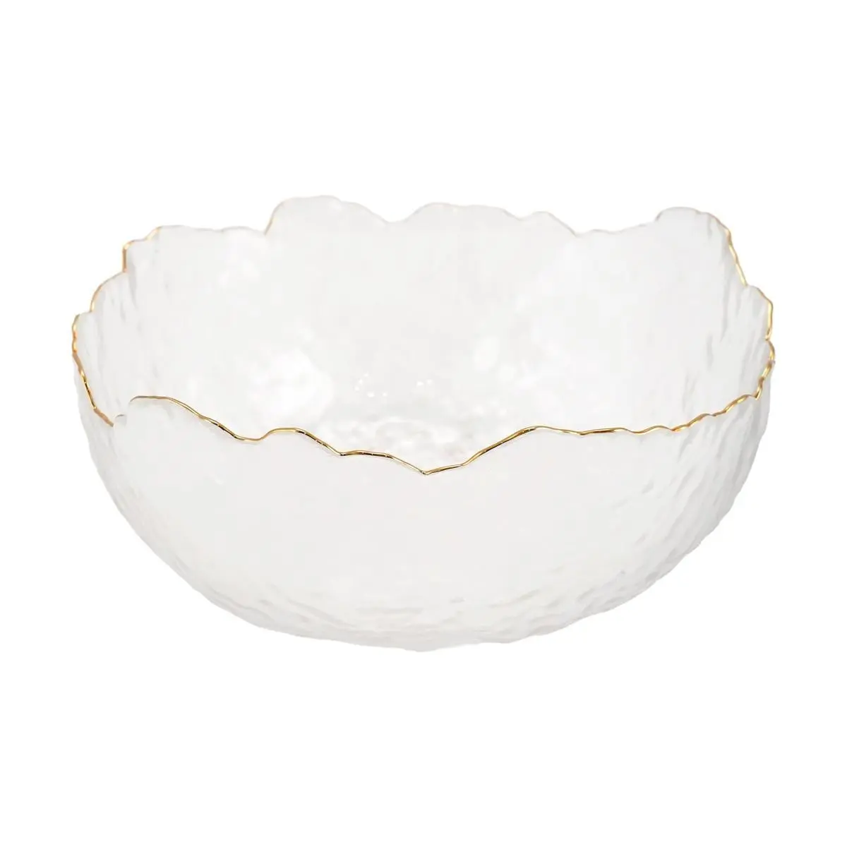 KAWASIMAYA Gold Trimmed Glass Bowl 1500ml Large Salad Fruit Bowl Transparent