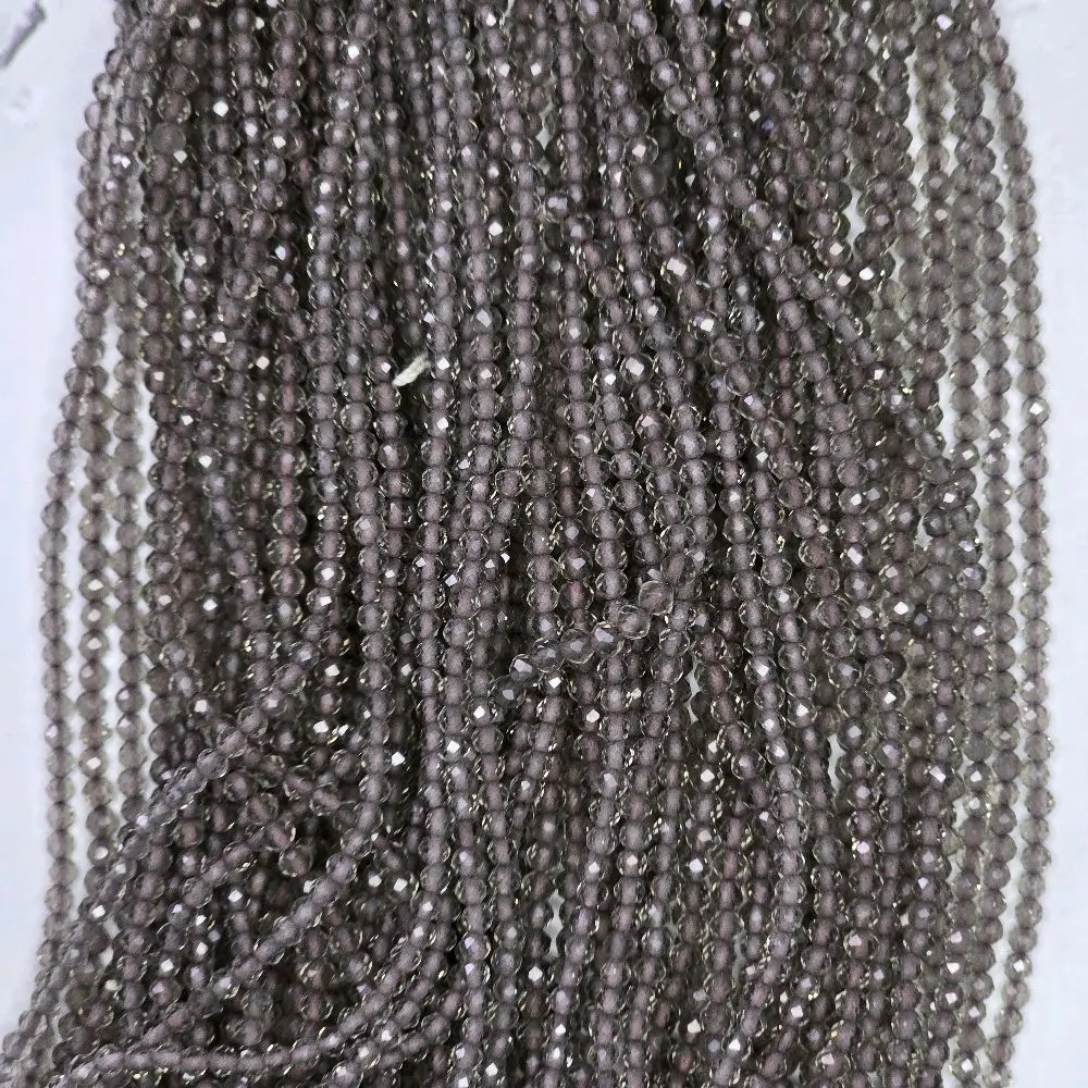 Natural Smoky Quartz Faceted Translucent Micro Bead Strands, 2mm DIY Jewelry Making Supplies
