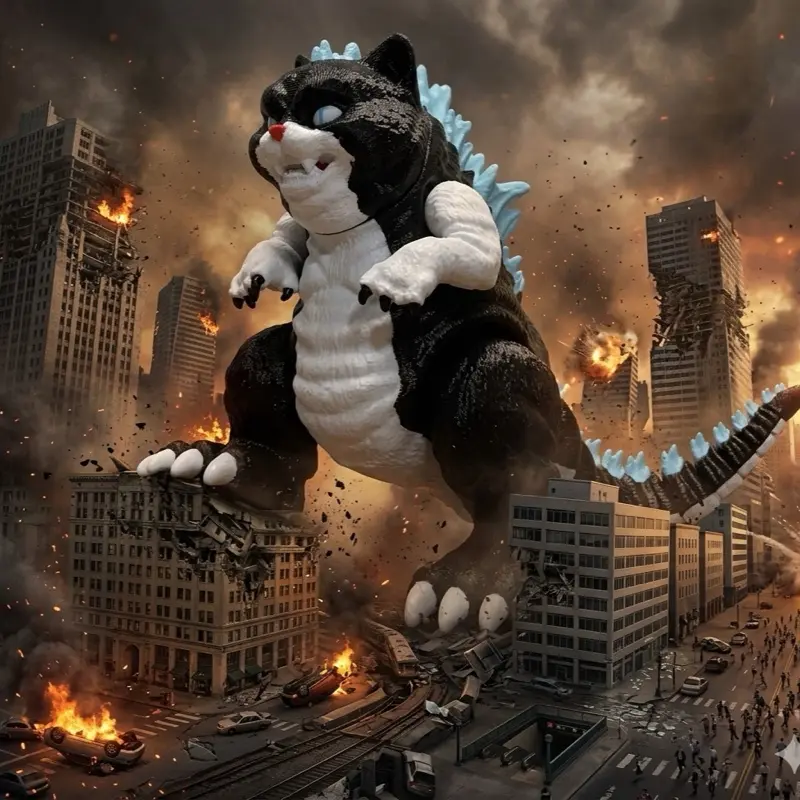 Articulated Catzilla Figurine Godzilla Inspired Articulated Catzilla Figurine Godzilla Inspired