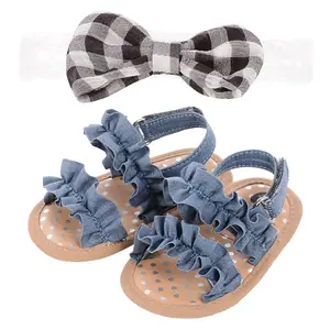 Baby Girls Summer Sandals, Anti-Slip Soft Sole Ruffle Flat Shoes Toddler First Walker