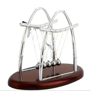 Newton Pendulum Balance Ball Clock, Home Office Decoration, Educational Kinetic Energy Demonstrator, Energy Transfer, Momentum, Mechanical Motion, No Battery Required