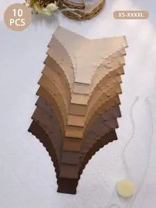 10 Pieces Women's Sexy Fitted Underwear Set, Panties, Triangle Design, Seamless Adhesive, Ideal for Yoga & Fitness, All-Season Comfort, Knit