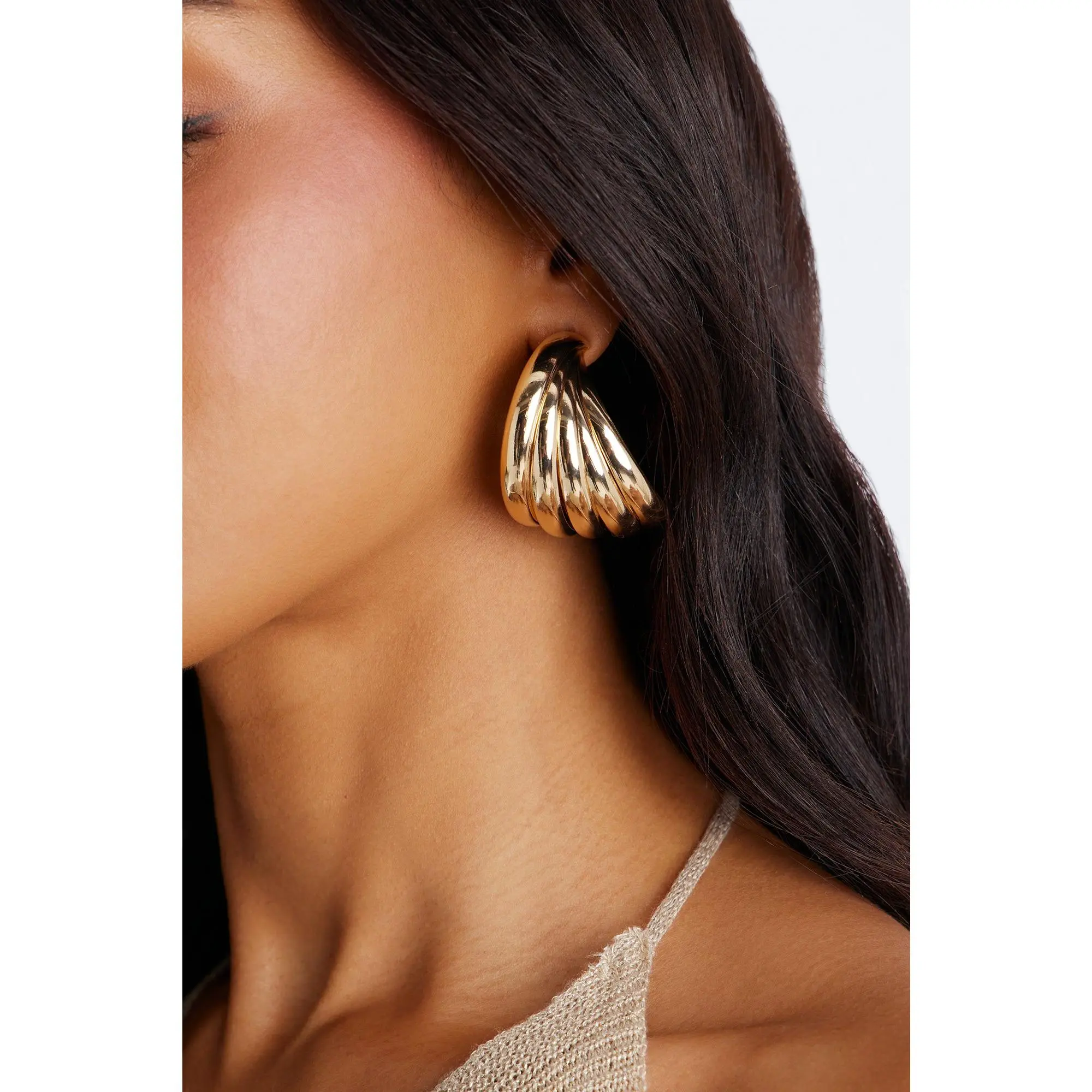 Stacked Halo Hoop Earrings - Gold