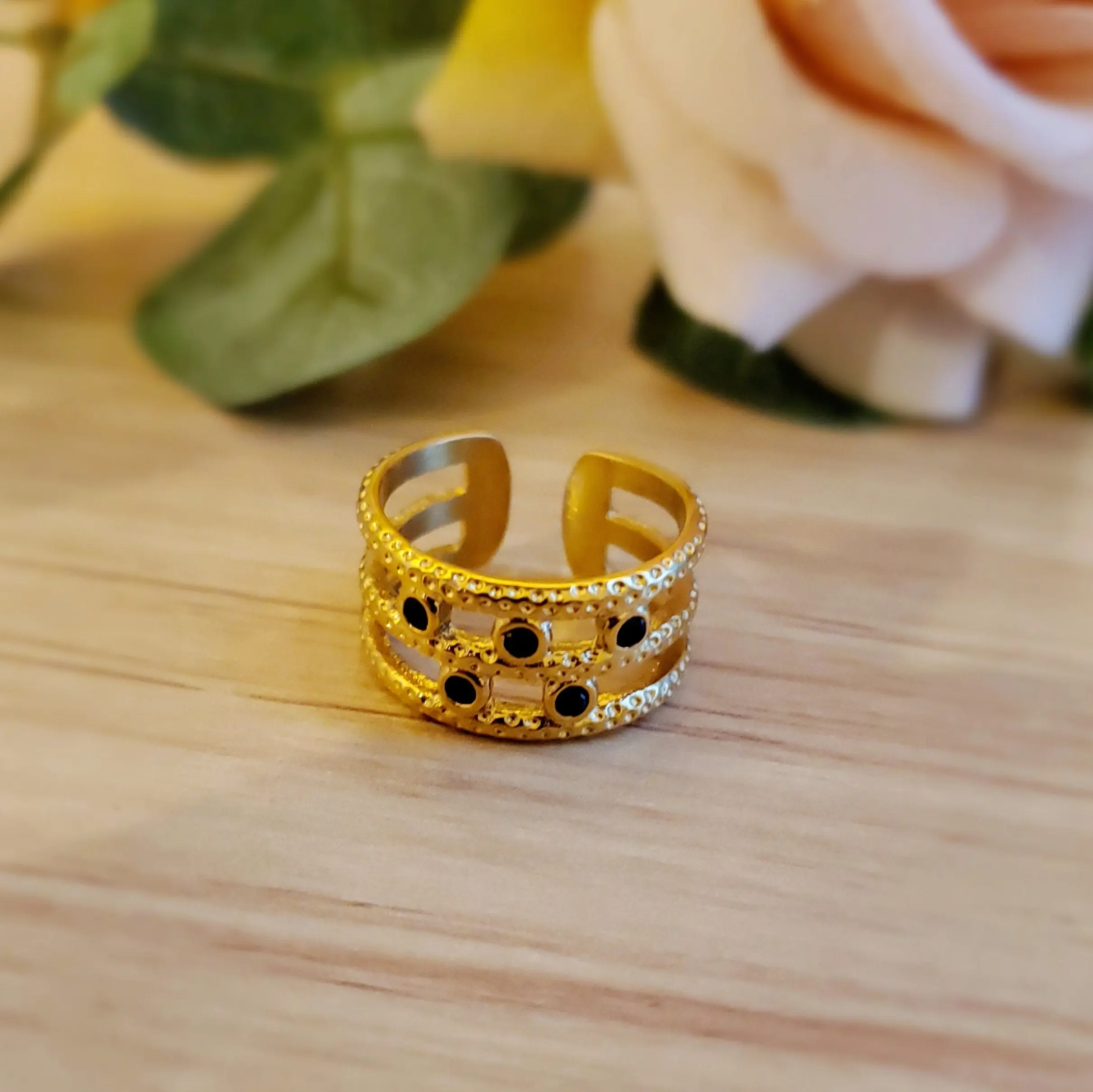24k gold Midnight ring