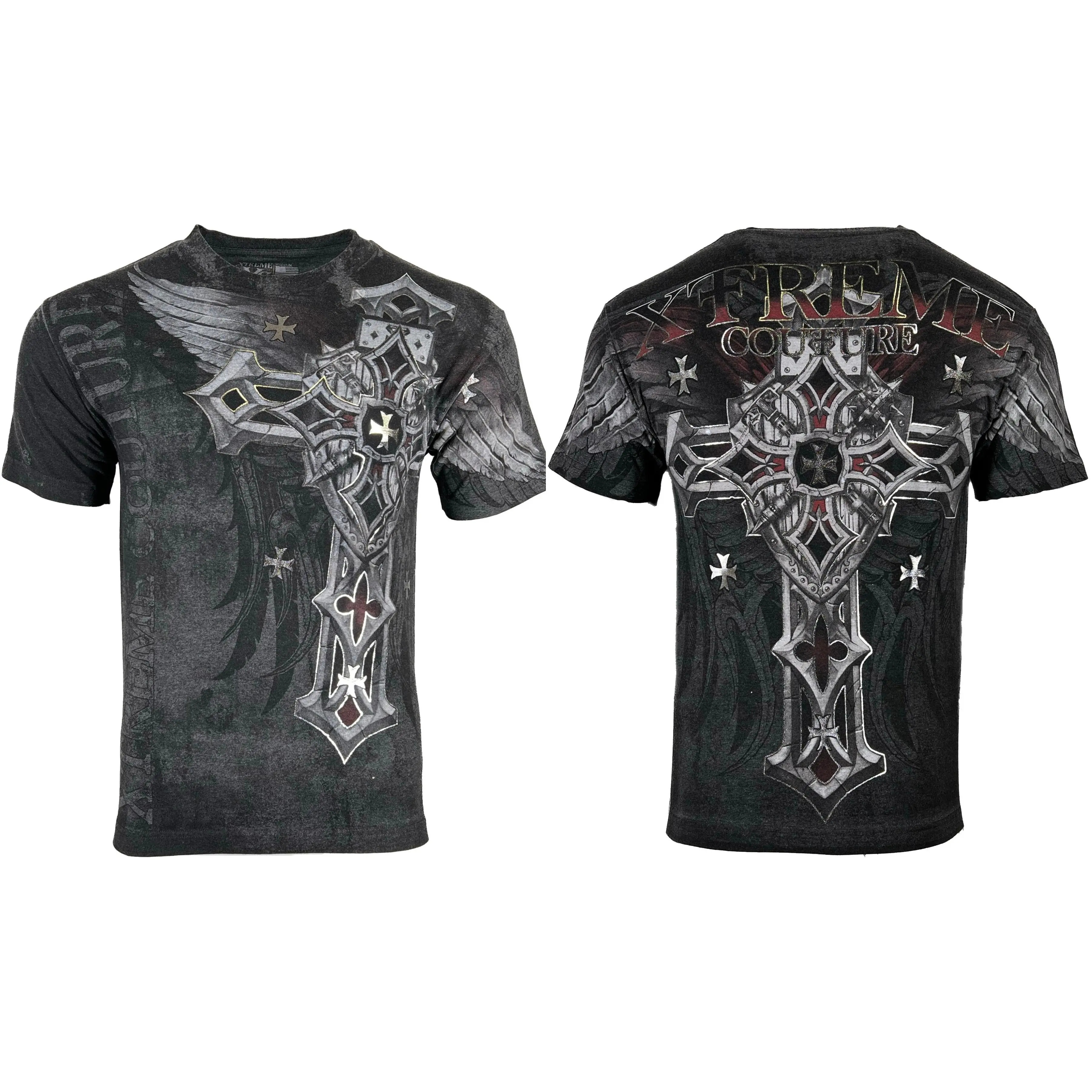 Xtreme Couture by Affliction Men's Battledome Graphic Tee Print T-Shirt - Casual Short-Sleeve Biker Streetwear Crewneck Cotton Top, Made in USA