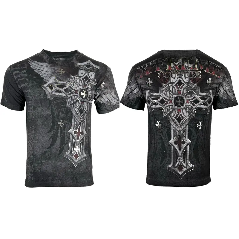 Xtreme Couture By Affliction Men's 100% Cotton Short-Sleeve Round Neck Casual Menswear T-Shirt - Battledome Biker Style