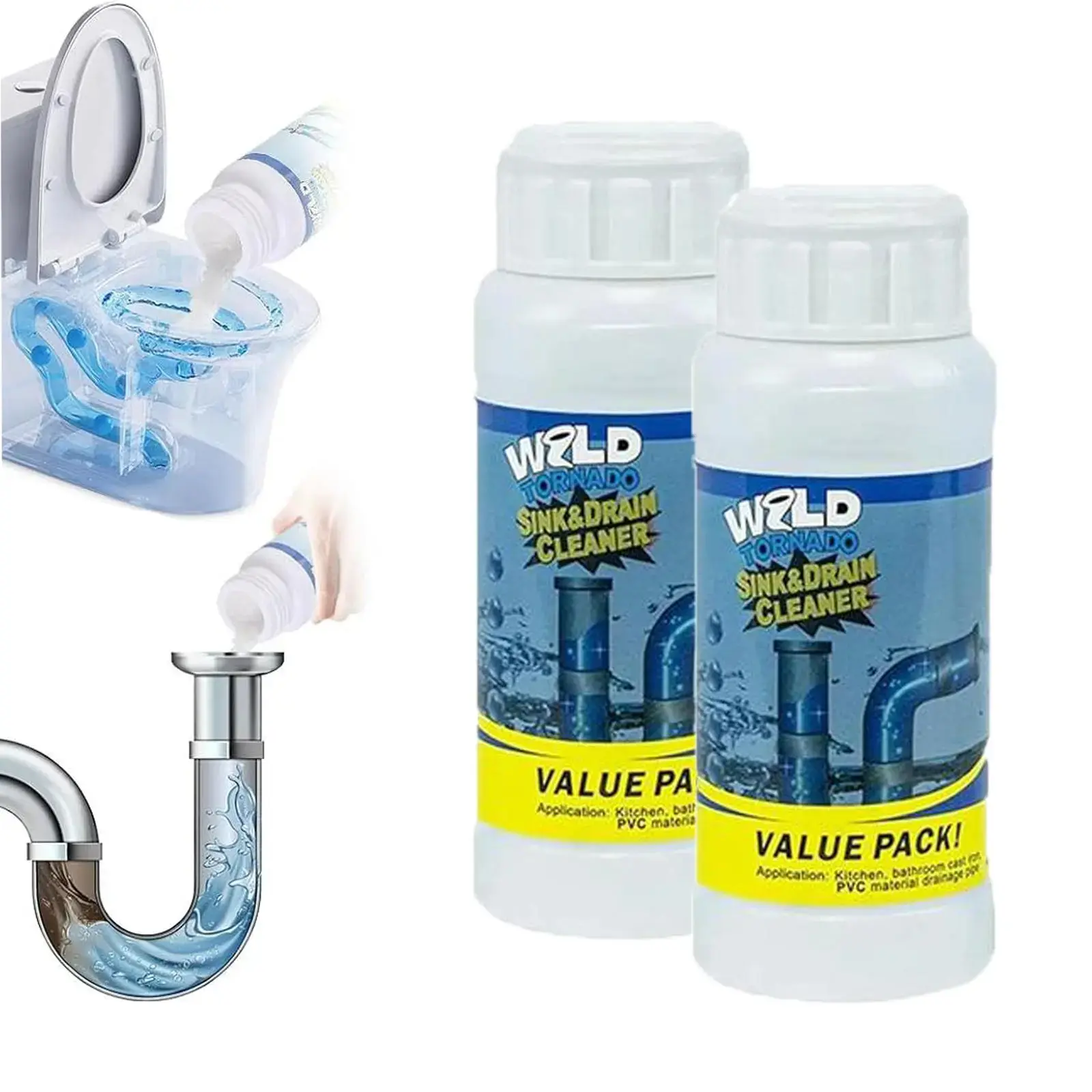 Dissolves 200 Types of Clogs Kills 99% Bacteria for Kitchen Sinks Shower Drains Bathtubs Toilet Tank Cleaner Brush
