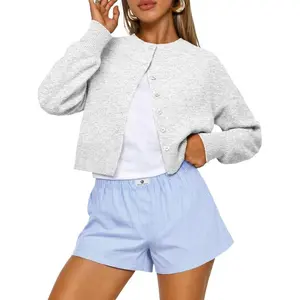 NewCropped Cardigan Sweaters for Women Lightweight Crop Cotton Knit Y2k Fall Outfits Fashion Clothes 2025 Can be used with a raincoat