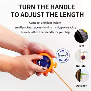 1 Retractable Camping Clothesline - Portable Travel Clothesline with Handle, Multifunctional 32 Feet Portable Retractable Clothesline, Windproof Anti-Slip Clothesline for Outdoor Travel