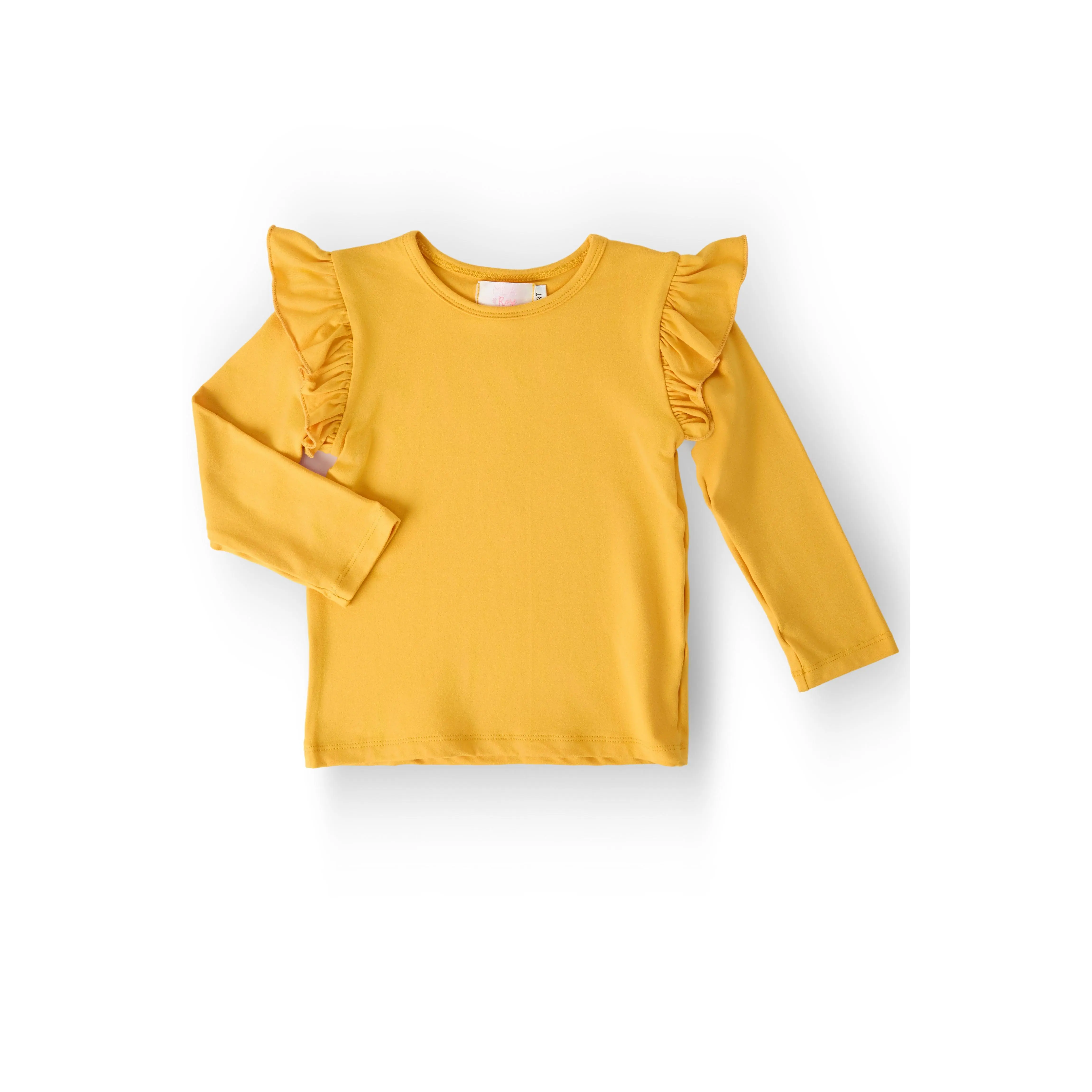 Mustard L/S Ruffle Tee