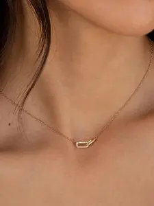 Minimalist Paper Clip Design Pendant Necklace, Minimalist Chain, Elegant and Simple Necklace for Women & Girls, Dainty Necklace, Daily Wear Necklace, Fashion Jewelry for Party, Daily Decor, Trendy All-Match & Exquisite Jewelry for Birthday Gift