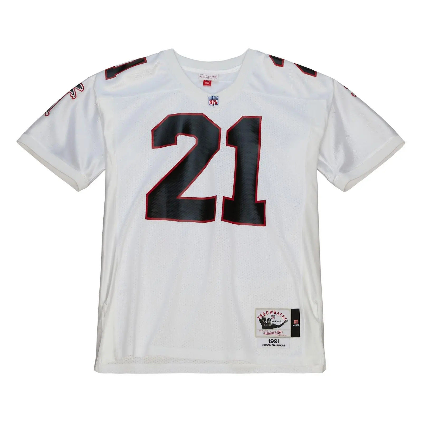 Deion Sanders Atlanta Falcons 1991 White Authentic Jersey NFL Throwback Mitchell & Ness
