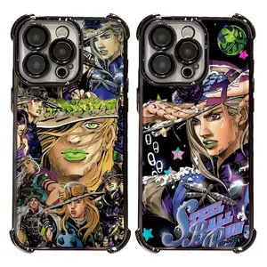 Hot Anime JoJo Bizarre Artistic Comic Gyro Zeppeli Phone Cases For iPhone 17 16 15 14 13 12 11 Promax Pro Air Plus Steel Ball Run Transparent Shockproof Cover Black TPU Casing Protection Best Gifts For Fans Valentine Christmas Birthday Halloween