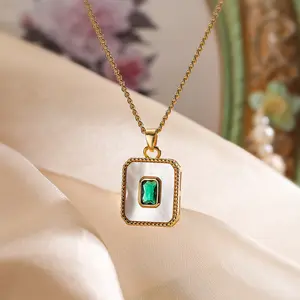 Vintage square necklace, niche personality women's gift necklace