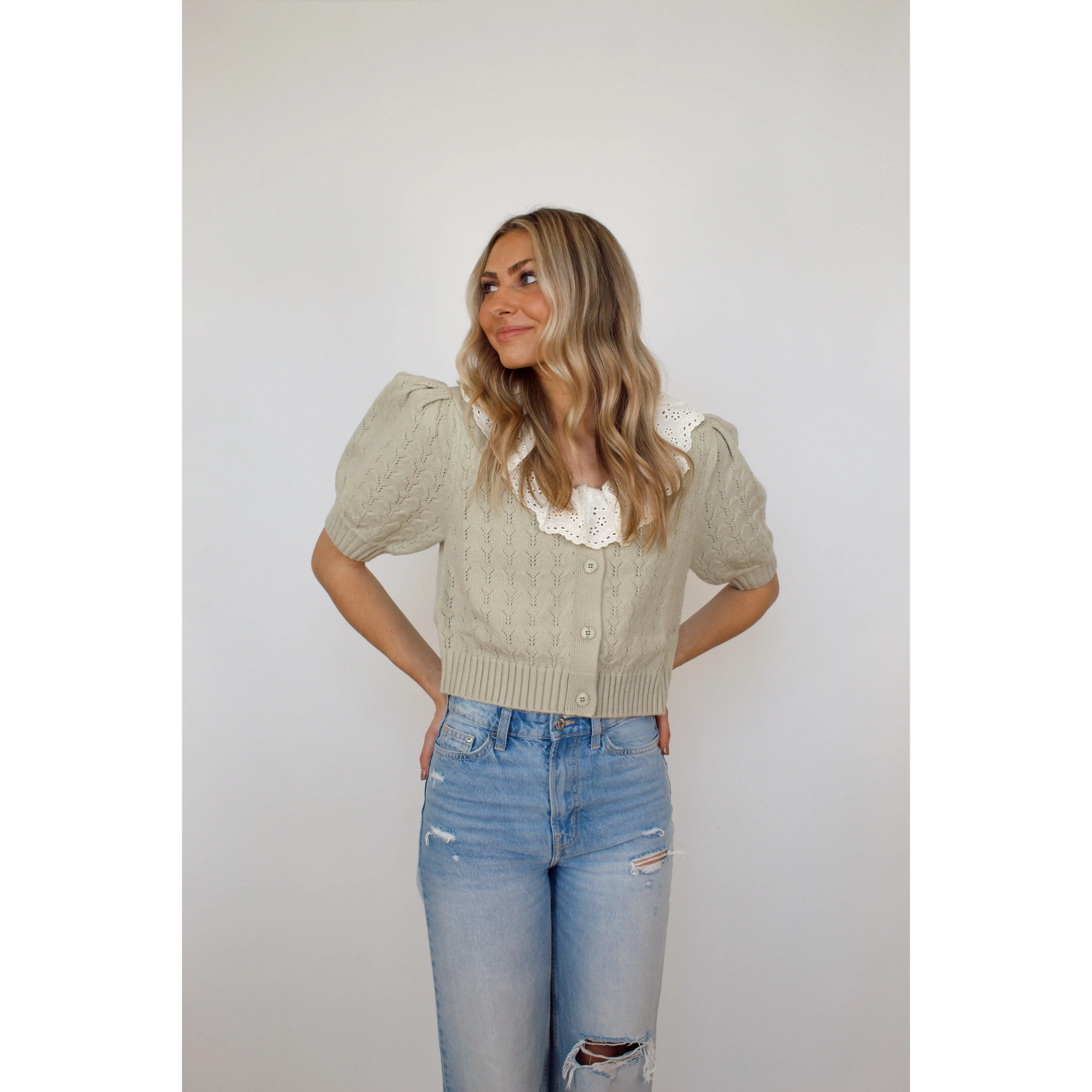Lenora Knit Cardigan - Sage