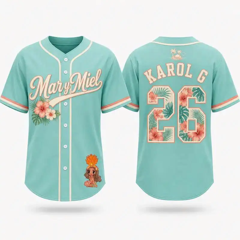 Sol De Reina Baseball Jersey, Tropical Floral Number 26 Button-Up Shirt, Latin Music Concert Fan Outfit, Unisex Summer Top