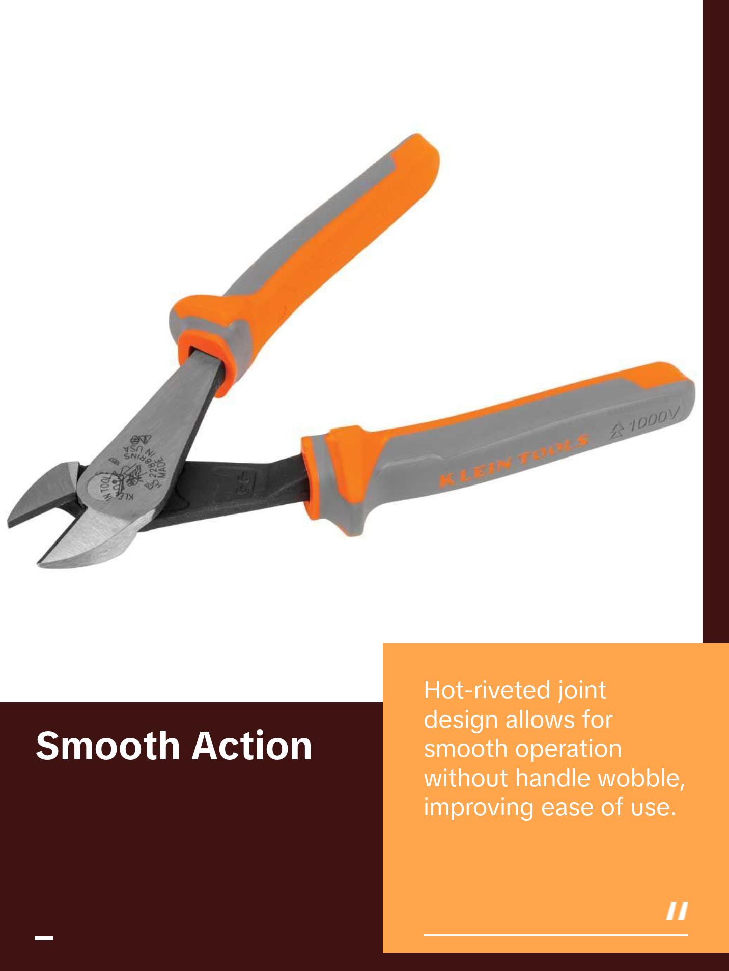 Klein Tools 2288RINS Diagonal Cutting Pliers, Insulated, High Leverage, 8-Inch