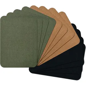 12PCS Premium Quality Cotton Iron-on Fabric Repair Patches Strongest Glue for Clothing Inside Outside 3" by 4-1/4" Black Army Green Camel