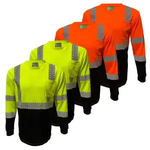 4 PACK SHIRT High Visibilty Black long sleeve safety shirt with 2" Heat Transfer reflective strip (SEE DESCRIPTION FOR SIZE INFO)