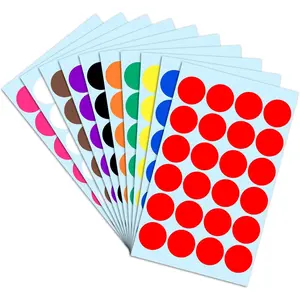 1200 Pack, 1" Round Colored Dot Stickers Labels - 10 Assorted Colors