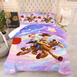 Toy Story Animated Cartoon Pattern Printed Blanket With Cotton, Including 1 Blanket And 1 Or 2 Pillowcases Without a Core, Suitable For Family Bedrooms And Dormitories, And Can Be Used As a Children's Holiday Gift
