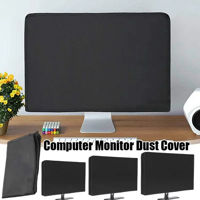 Black Traditional 19-21in Synthetic Computer Cover - Cotton, Lightweight, Foldable, Stretchable, Reusable, Adjustable Full Body Sleeve with Good Drape, Exquisite Workmanship, Ideal Indoor Home Care Gift