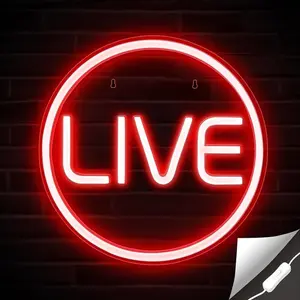 Live Streaming Indicator Light, Neon LED Lamp for Streamers, Gamers, Studios, Bedrooms, Wall Mounted, Adjustable, 10w, Dimmable Neon Sign