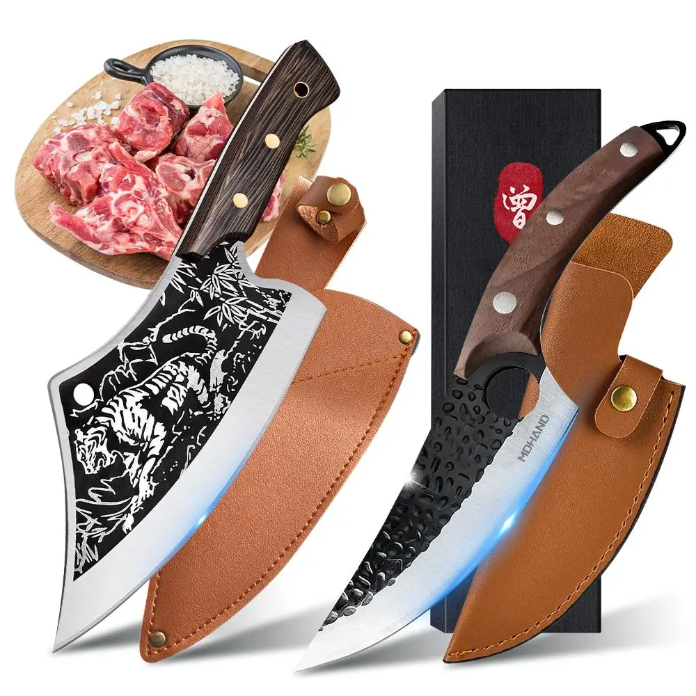 Kitchen Chef Knife Butcher Knife for Meat Cutting, Cleaver Knife, Meat Cleaver with Forged Blade & Wooden Handle, Meat Knife Butcher for Meat Cutting