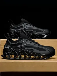 Men's Breathable Mesh Sporty Running Shoes, Large Size Shock Absorption Sneakers, Outdoor Casual Street Style Trainers, Running Athletic Shoes, Sports Shoes