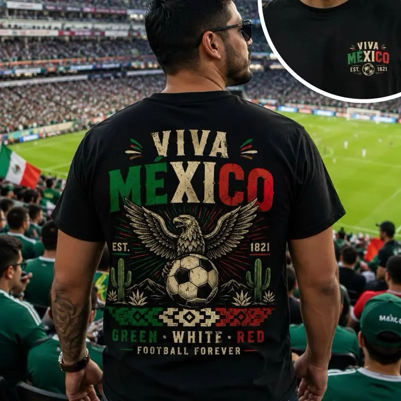 Viva Mé xico green white red tshirt