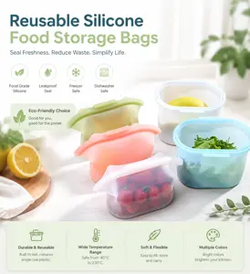 Large-Opening Silicone Food Storage Bags: Food-Grade, Microwave-Safe, Refrigerator-Specific Sealed Bags for Vegetables, Fruits, and Other Foods