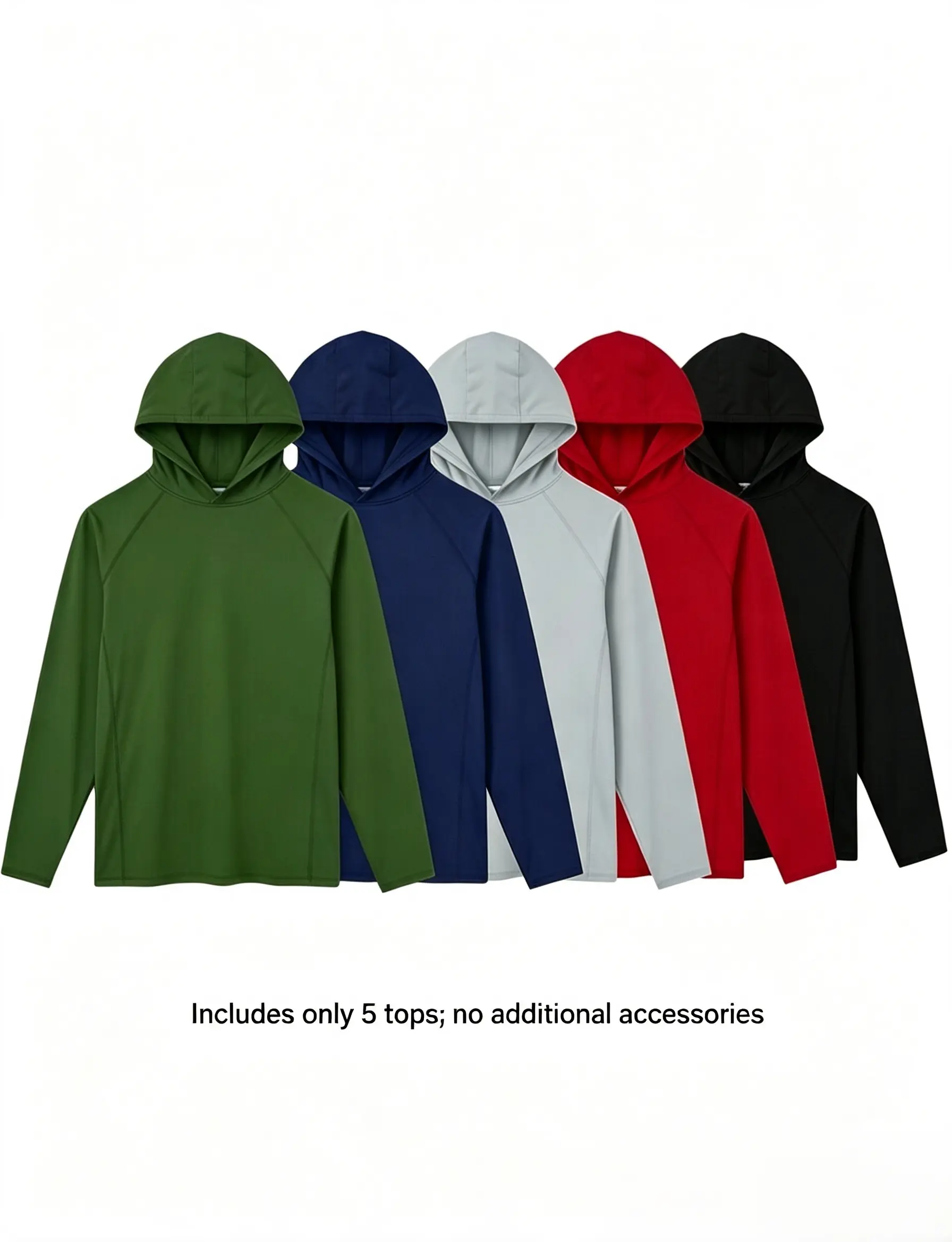 Men's 5-Piece Slim-Fit Hooded Sports T-Shirt Set with Long-Sleeve Hooded Workout Top Ideal for Outdoor Fitness Training & Casual Wear,summerwins Athletic Sportswear Athletic Active Tops summerwins,travel essentials,camping essentials