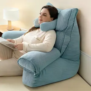 Large, Thick Bedside Pillow/Cushion — Back Support for Reading & Phone Use, Neck Support, Removable & Washable, Wide Backrest