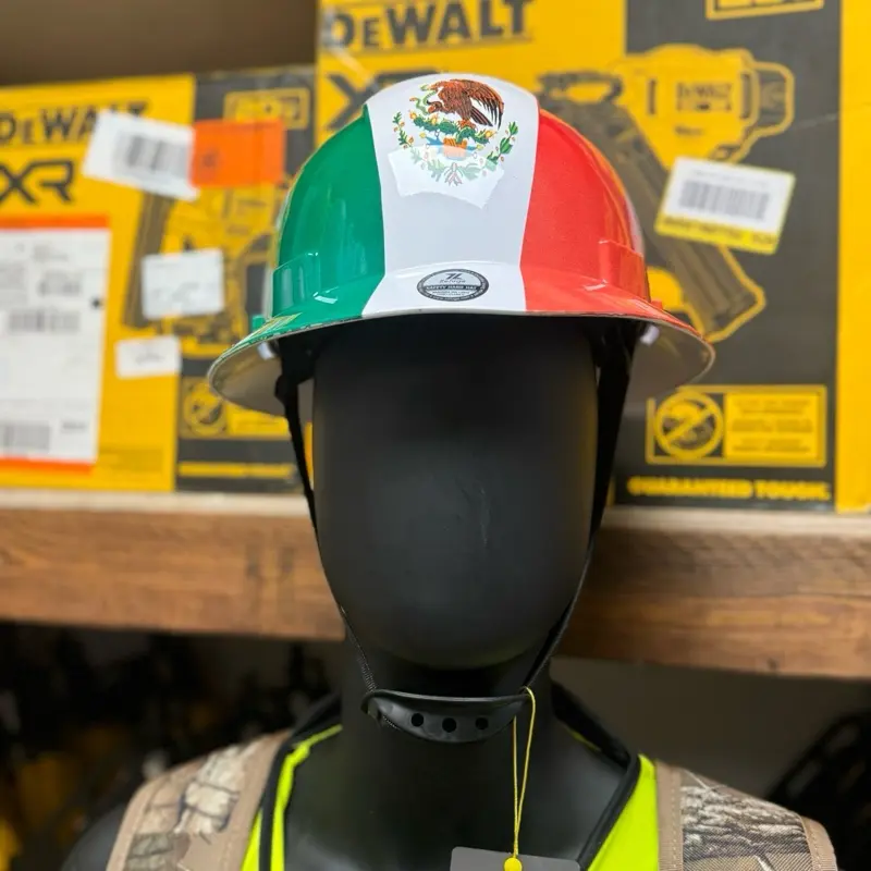 Zeluga HDPE Full Brim Hard Hat, Construction Safety Helmet with Vented Holes, 6 Point Adjustable Ratchet Suspension, ‎Meets ANSI/ISEA Z89.1, Flag