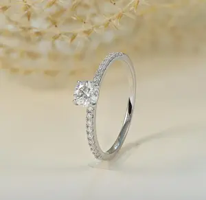 0.5ct Round Moissanite VVS1 Engagement Wedding Ring Sterling Silver 3-12 M6937