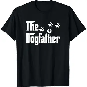 100% Cotton The Dogfather T Shirt Dad Fathers Day Gift Dog Lover T-Shirt Fabric Menswear dad father shirt