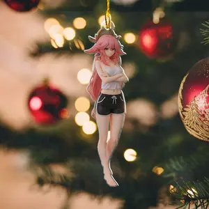 Yae Miko Anime Acrylic Ornament, Casual Outfit Character Collectible, Otaku Room Decor, Cute Anime Keychain Gift