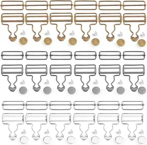 18 Sets Overall Buckles Metal Suspender Replacement Buckle Adjustable No-Sew Buttons Jeans Slider Clip Sub for Overalls Bib Pants Trousers DIY Art Clothing Craft, 38mm - 3 Color