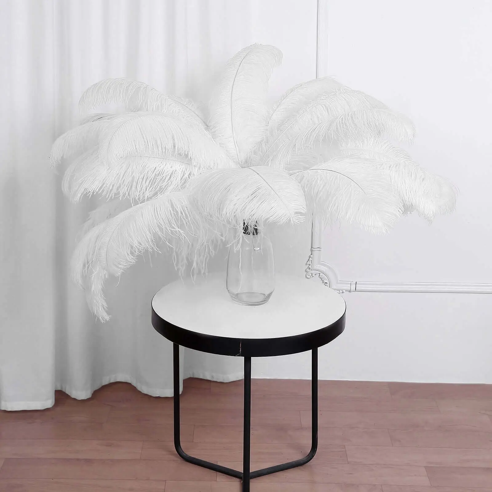 12-Pack White Natural Plume Ostrich Feathers, Party Decor Dining Table Centerpiece Filler, 24"-26" Decorations Supplies for Birthday Party with Natural Look