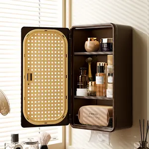 Wall-Mounted Storage Box, Vintage Home Organizer, Multi-Functional Wall Shelf, No-Drill Waterproof Toilet Paper Holder, Cosmetic Display Case, Beauty Organizer