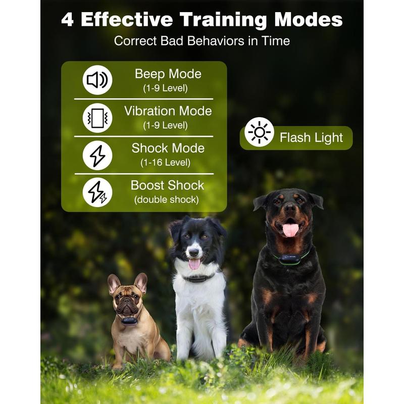 3 Dogs Training Collar with Remote 3 Pack - 3300FT Rechargeable, IPX7 Waterproof Dog Training Collar with Fashlight, E Collar for Small Medium Large Dogs(5-150lbs) - 4 Training Modes, Adjustable Strap