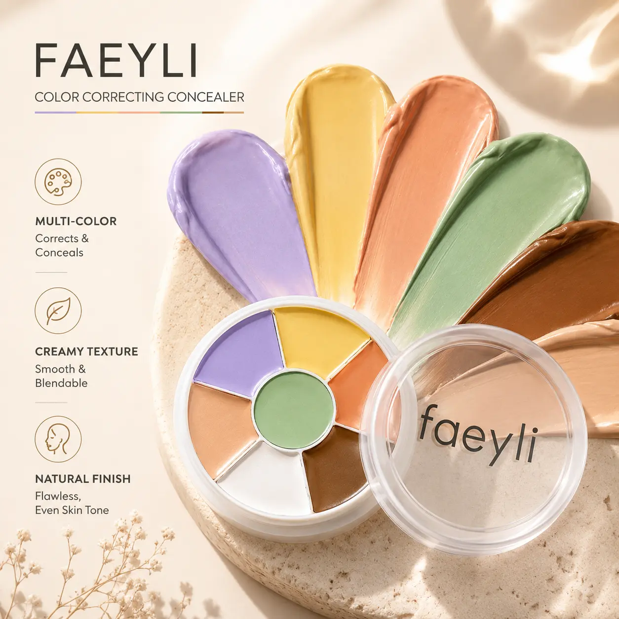 Color Correcting Cream Concealer Palette - Multicolor Face Makeup for Covering Dark Spots and Blemishes, Beauty & Personal Care Cosmetic