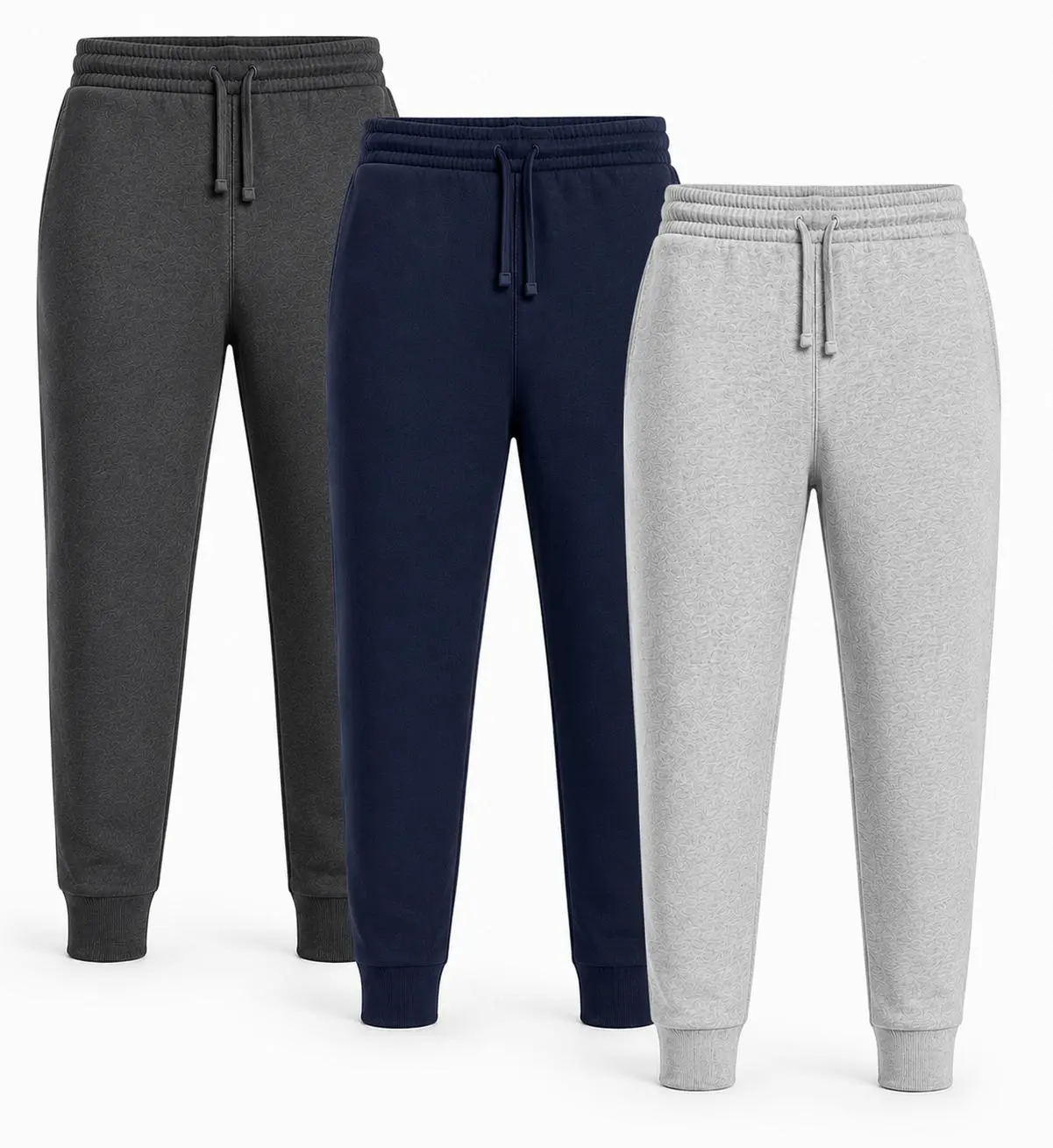 Men's 3-Pack Basic Jogger Sweatpants, Cotton-Blend Breathable Athletic Bottoms with Pockets, Relaxed Fit Tapered Leg Lounge Training Trousers, Multi-Color Value Bundle