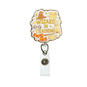 Wizard in Training Badge Reel - Wizard World Retractable ID Badge Holder - Magical Name Badge Clip- Handmade Accessory for Nurses, Teachers & Office Staff