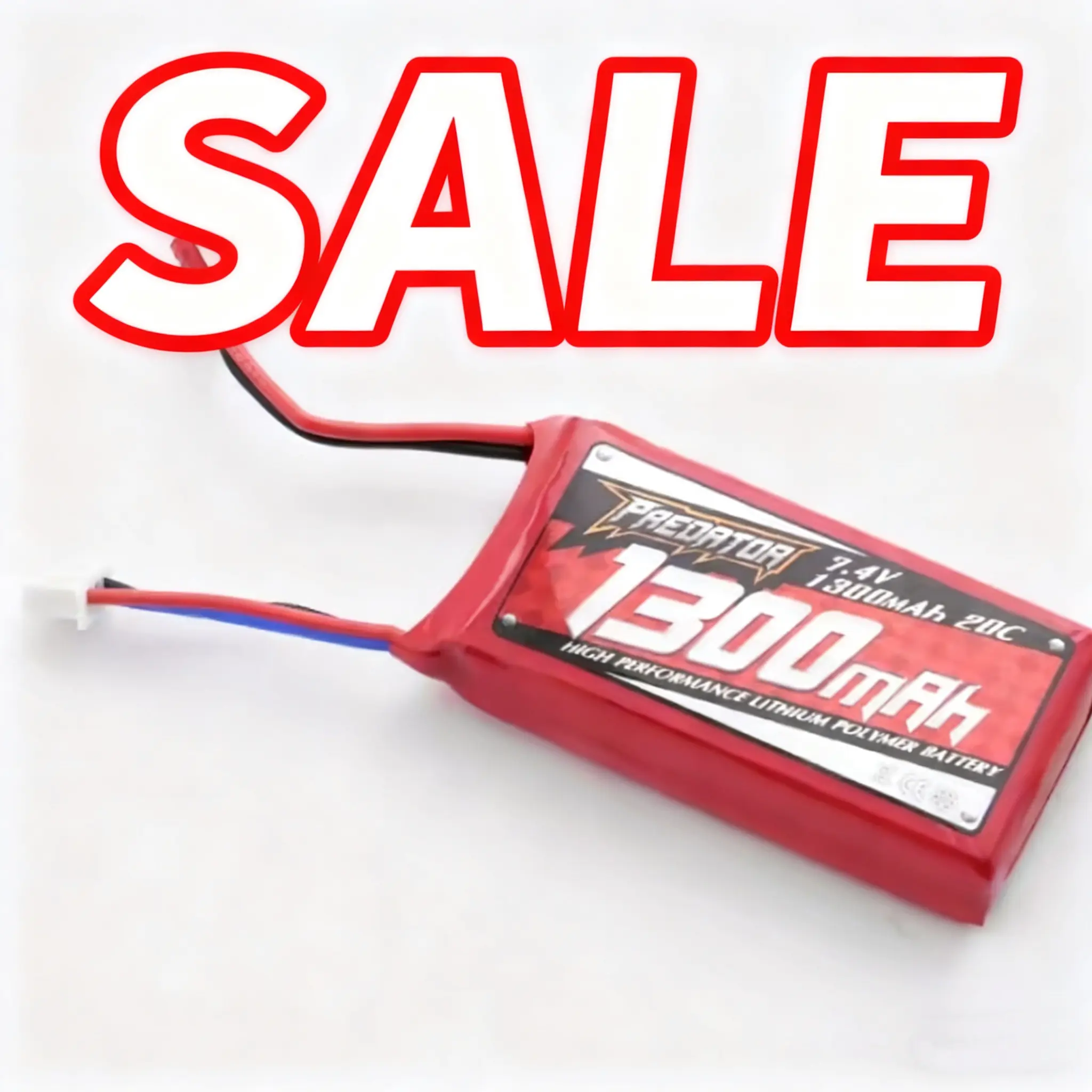 Battery 7.4V 1300mAh 20C JST Plug（For 1280mm easy trainer, 1500mm Moa, 800mm Zero A6M3, 800mm P-51D, 800mm T-28, 800mm F4U V2）