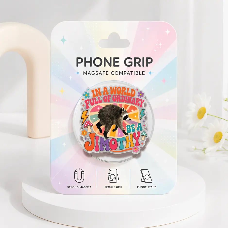Jimothy Raccoon MagSafe Phone Grip, Funny Animal Magnetic Phone Holder, Pop Socket, Cute Animal Meme Acrylic Pop Socket, Funny Raccoon Kindle Grip, Meme Gift
