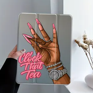 Fashion Colorful Nail Three-tiered stand iPad case, Transparent Acrylic Hard Back Panel With Pencil Slot, Suitable for ipad. Scratch-resistant Ultra-thin Protective Case, Shock-resistant Cover for Offices Schools and Homes, Tablet Accessories