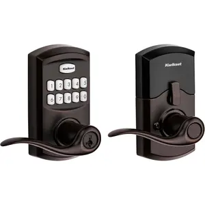 Kwikset Smartcode 917 Keypad Keyless Entry Traditional Residential Electronic Lever Deadbolt Alternative with Tustin Door Handle and Smartkey Security, Venetian Bronze