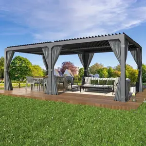 10'x 20' Outdoor Louvered Pergola with Adjustable Aluminum Roof, Hardtop Gazebo for Patio, Backyard, Deck, Black